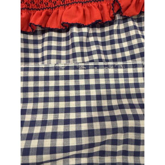 Red White & Blue Gingham Tiered Maxi Skirt Handmade Lace Prairie Cottagecore - Picture 8 of 9